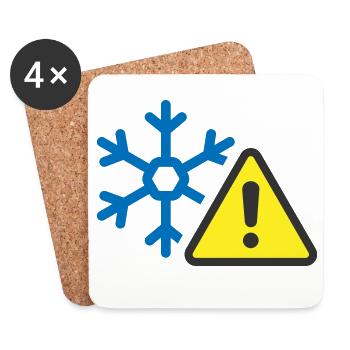Avertissement de froid Icône solide Symbole de givre - Dessous de verre (lot de 4) - blanc - Devant