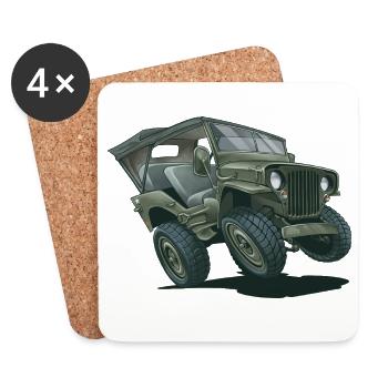Willys MB Off-Road Vehicle with Soft Top | RCCX - Coasters (set of 4) - white - Front