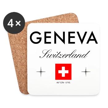 Genève Suisse Coordonnées Souvenir de voyage - Dessous de verre (lot de 4) - blanc - Devant