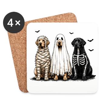 Trois chiens déguisés pour Halloween - Dessous de verre (lot de 4) - blanc - Devant