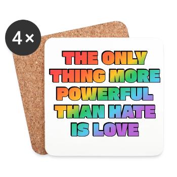 Love Over Hate Rainbow Power - Coasters (set of 4) - white - Front