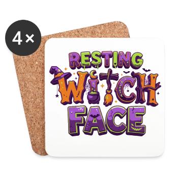 Resting Witch Face – lustiger Halloween-T-Shirt-Zaun - Untersetzer (4er-Set) - Weiß - Vorne
