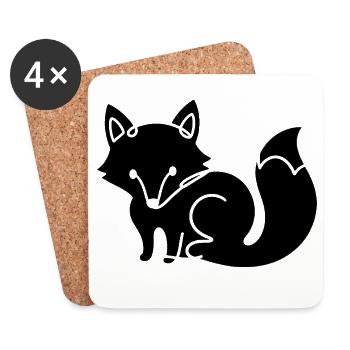 Fuchs Silhouette – Waldtier Minimal Motiv - Untersetzer (4er-Set) - Weiß - Vorne