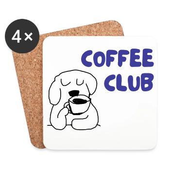 Illustration de chien du Coffee Club - Dessous de verre (lot de 4) - blanc - Devant