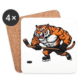 Tiger stark entschlossen Eishockey Spieler Comic - Untersetzer (4er-Set) - Weiß - Vorne