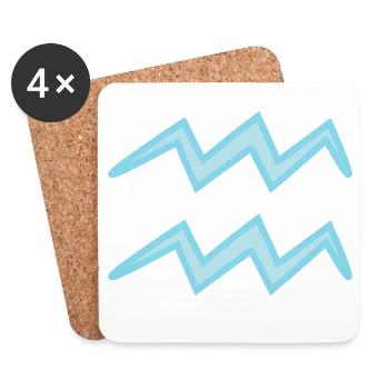 Aquarius Zodiac Sign Symbol Pastel Blue - Coasters (set of 4) - white - Front