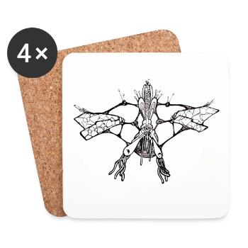 Dragonfly metazoan - Coasters (set of 4) - white - Front