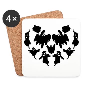 Halloween Heart Ghost Halloween Ghost - Untersetzer (4er-Set) - Weiß - Vorne