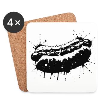 Hot Dog Ink Splash & Splash Black - Untersetzer (4er-Set) - Weiß - Vorne