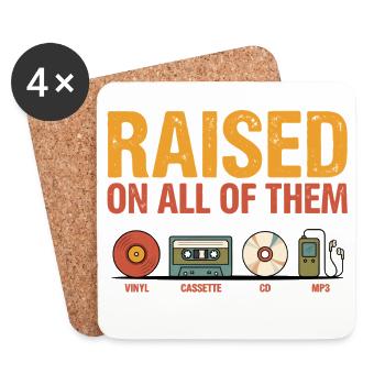 Vintage Music Shirt Retro Vinyl Cassette CD Gift - Coasters (set of 4) - white - Front