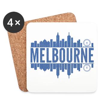 Melbourne Skyline Design Blue - Dessous de verre (lot de 4) - blanc - Devant