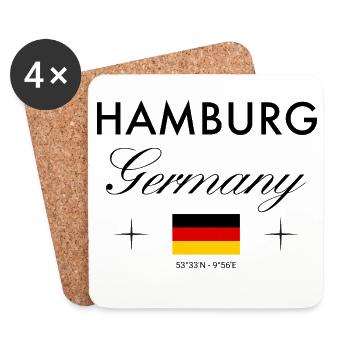Hambourg, Allemagne, coordonne le souvenir de voyage - Dessous de verre (lot de 4) - blanc - Devant