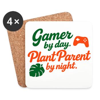 Gamer by Day Plant Parent by Night Shirt - Coasters (set of 4) - white - Front