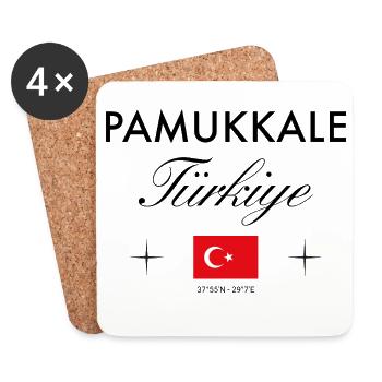 Pamukkale Turquie coordonne le souvenir de voyage - Dessous de verre (lot de 4) - blanc - Devant