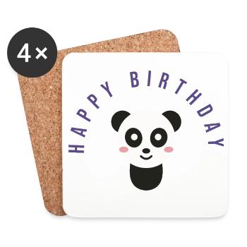 JOYEUX ANNIVERSAIRE. HAPPY BIRTHDAY. ANNIVERSAIRE. - Dessous de verre (lot de 4) - blanc - Devant