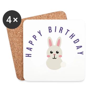 HAPPY BIRTHDAY. HAPPY BIRTHDAY. ANNIVERSARY. - Coasters (set of 4) - white - Front