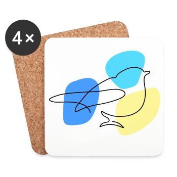 Lineart Blue with Pastel Shapes - Coasters (set of 4) - white - Front