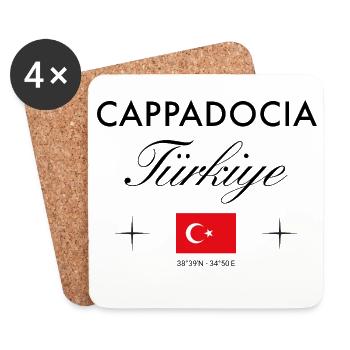Kappadokien Türkei Koordinaten Reise Souvenir - Untersetzer (4er-Set) - Weiß - Vorne