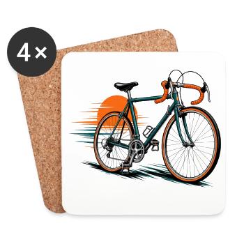 Icône de vélo sur fond ensoleillé - Dessous de verre (lot de 4) - blanc - Devant