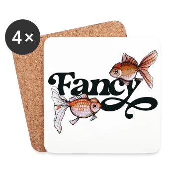 Écriture de Poisson Rouge Fantaisie - Dessous de verre (lot de 4) - blanc - Devant