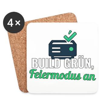 Release‑Shirt für Devs – Build grün, Feier an - Untersetzer (4er-Set) - Weiß - Vorne
