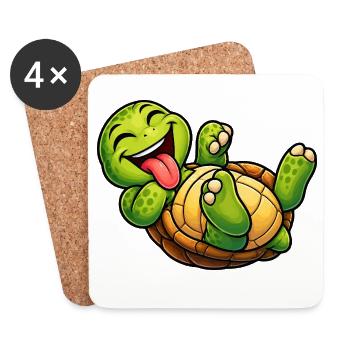 Verspielte Schildkröte  - Untersetzer (4er-Set) - Weiß - Vorne