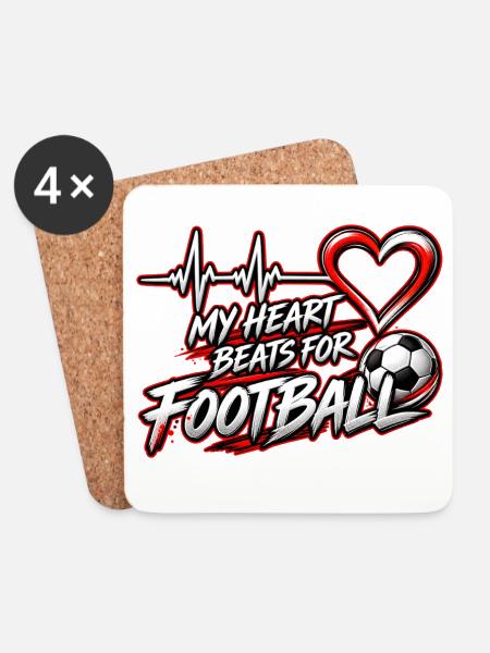Herzschlag fürs Fußball - Untersetzer (4er-Set) - Weiß
