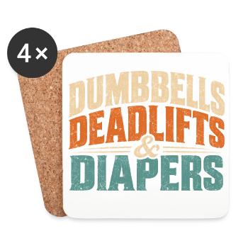 Dumbbells Diapers Laugh Tee - Untersetzer (4er-Set) - Weiß - Vorne