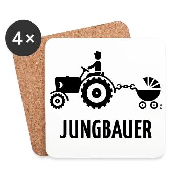 Jungbauer (Bauer Trecker Kinderwagen Baby / B) - Untersetzer (4er-Set) - Weiß - Vorne
