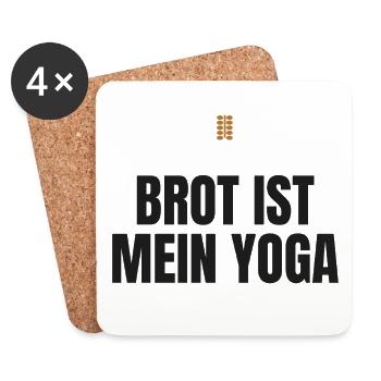Brot ist mein Yoga – Hobbybäcker Spruch - Untersetzer (4er-Set) - Weiß - Vorne