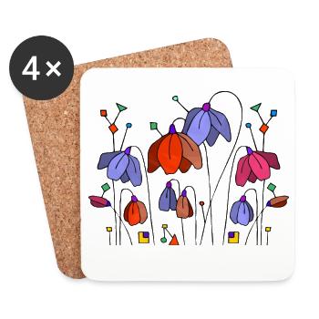 Blumen - Untersetzer (4er-Set) - Weiß - Vorne
