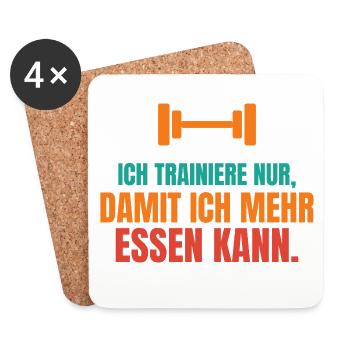 Ich trainiere nur, damit ich mehr essen kann - Untersetzer (4er-Set) - Weiß - Vorne