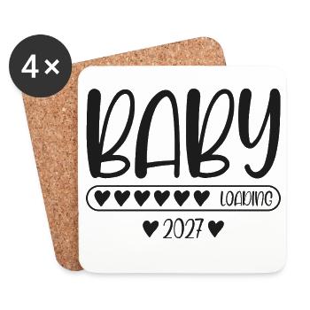 Baby 2027 Loading Schwangerschaft verkünden  - Untersetzer (4er-Set) - Weiß - Vorne