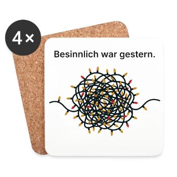 Besinnlich war gestern - Lichterkette Weihnachten  - Untersetzer (4er-Set) - Weiß - Vorne