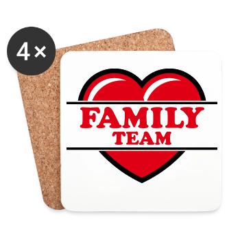Family Team (Familie / Herz / Liebe / Love / R 2C) - Untersetzer (4er-Set) - Weiß - Vorne