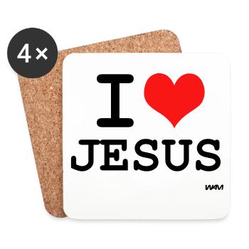 jesus - Untersetzer (4er-Set) - Weiß - Vorne