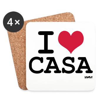 j'aime Casablanca - couleurs personnalisables - Dessous de verre (lot de 4) - blanc - Devant