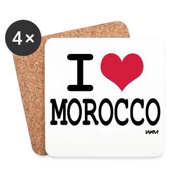 J'aime le maroc - couleurs personnalisables - Dessous de verre (lot de 4) - blanc - Devant