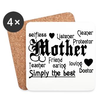 Mother Mutter Spruch Mama Familie Liebe Geschenk - Untersetzer (4er-Set) - Weiß - Vorne