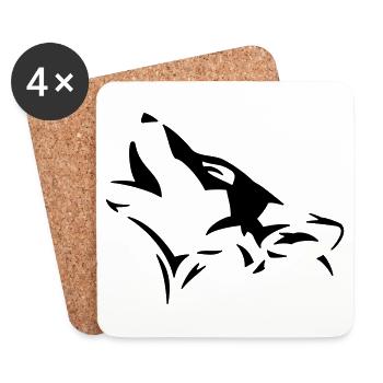 Loup hurlant - Dessous de verre (lot de 4) - blanc - Devant