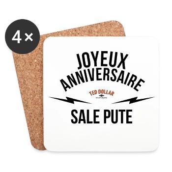 joyeux anniversaire sale pute - Coasters (set of 4) - white - Front