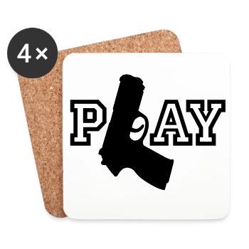 Play | Gun | Waffe - Dessous de verre (lot de 4) - blanc - Devant