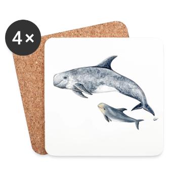 Calderón gray - Grampus dolphin - Dauphin de Risso - Coasters (set of 4) - white - Front