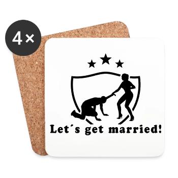 Let´s get married! - Dessous de verre (lot de 4) - blanc - Devant