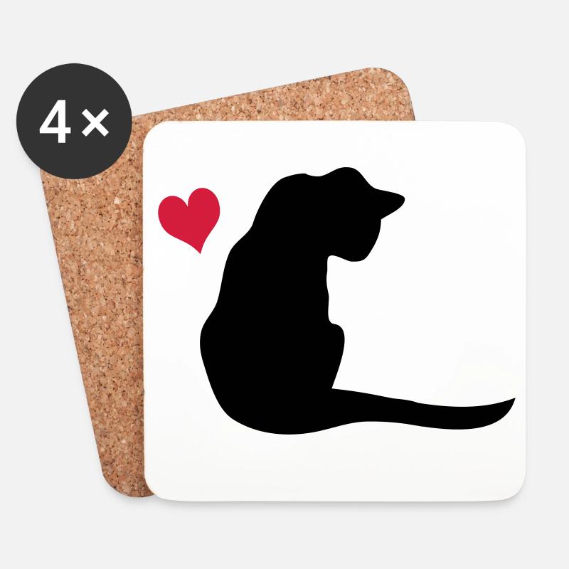 Katze - Untersetzer (4er-Set) - Weiß