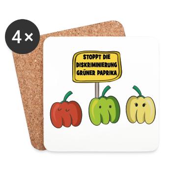 STOPPT die Diskrimierung grüner Paprika - Untersetzer (4er-Set) - Weiß - Vorne