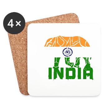 Inde Éléphant / Drapeau Cadeau De Couleur Nationale - Dessous de verre (lot de 4) - blanc - Devant
