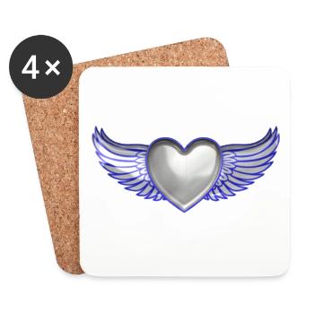 Les ailes du coeur d'argent - Dessous de verre (lot de 4) - blanc - Devant