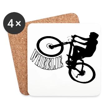 Shirt Wheelie Bike Bike - Coasters (set of 4) - white - Front
