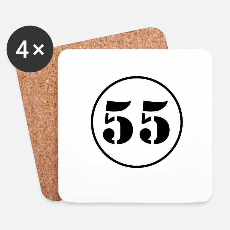 NUMMER 55 Fünfundfünfzig Geburtstag Geschenk - Untersetzer (4er-Set) - Weiß